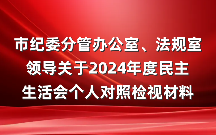市纪委分管办公室、法规室领导关于2024年度民主生活会个人对照检视材料