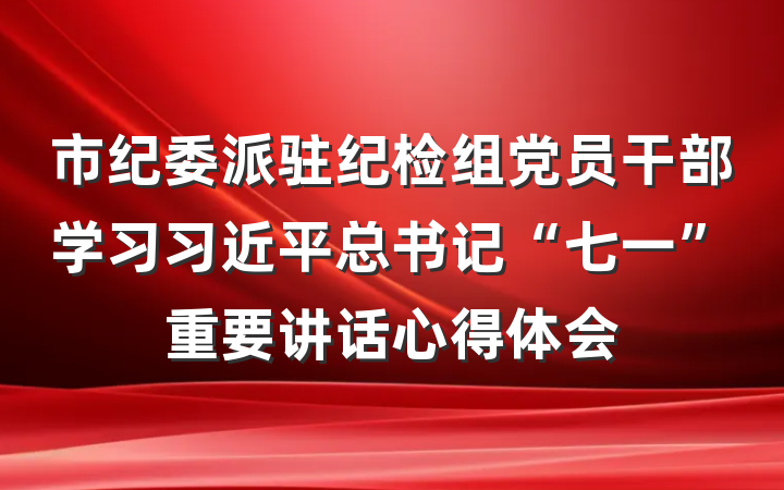 市纪委派驻纪检组党员干部学习习近平总书记“七一”重要讲话心得体会