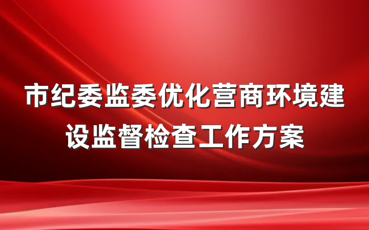 市纪委监委优化营商环境建设监督检查工作方案