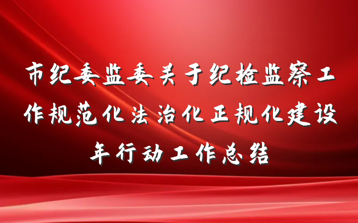 市纪委监委关于纪检监察工作规范化法治化正规化建设年行动工作总结