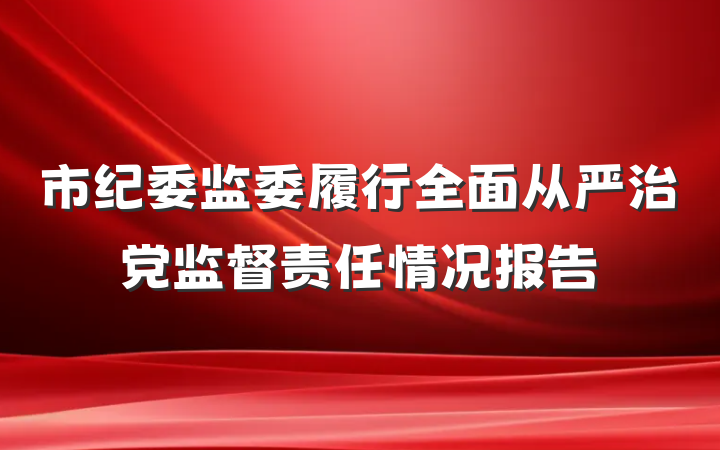 市纪委监委履行全面从严治党监督责任情况报告