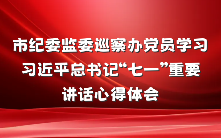 市纪委监委巡察办党员学习习近平总书记“七一”重要讲话心得体会