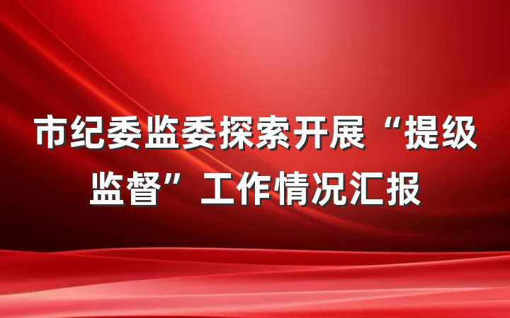 市纪委监委探索开展“提级监督”工作情况汇报