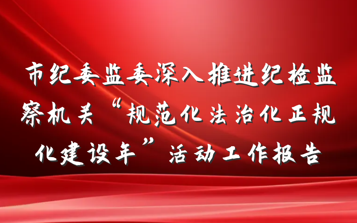 市纪委监委深入推进纪检监察机关“规范化法治化正规化建设年”活动工作报告