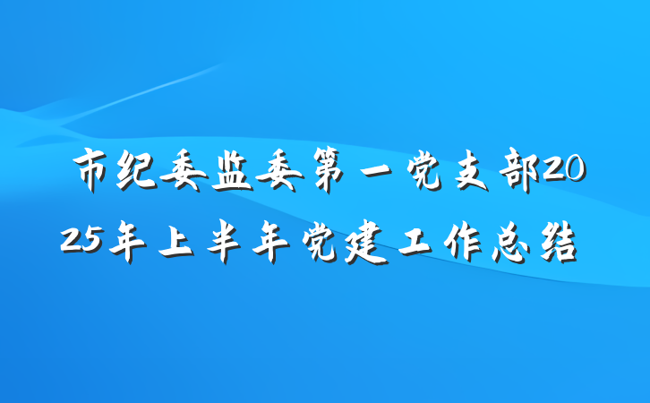 市纪委监委第一党支部2025年上半年党建工作总结