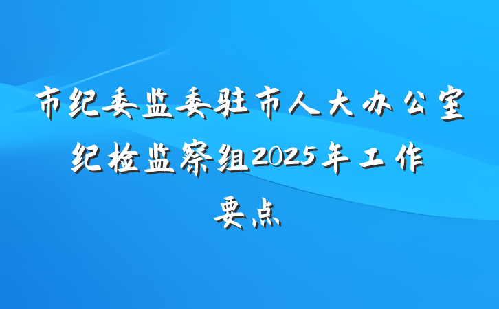 市纪委监委驻市人大办公室纪检监察组2025年工作要点
