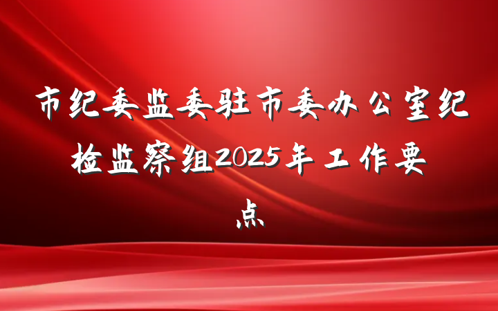 市纪委监委驻市委办公室纪检监察组2025年工作要点