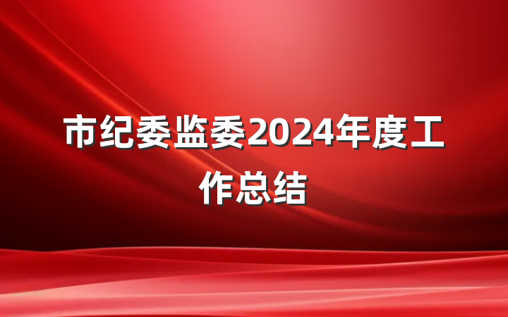 市纪委监委2024年度工作总结
