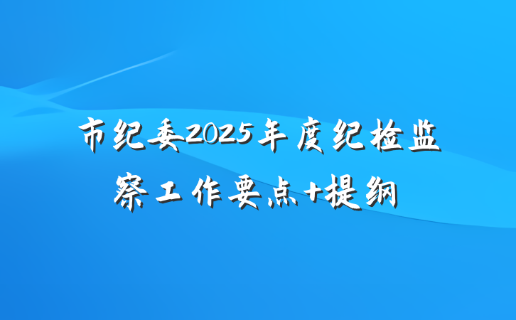 市纪委2025年度纪检监察工作要点 提纲