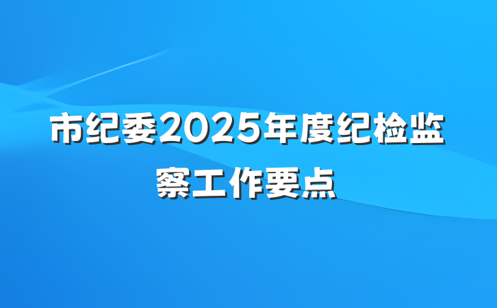 市纪委2025年度纪检监察工作要点