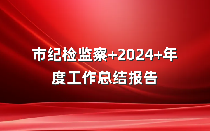 市纪检监察 2024 年度工作总结报告