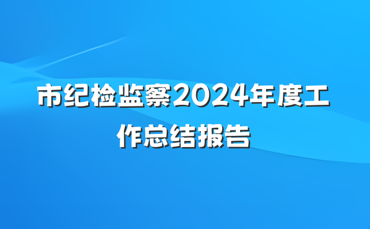 市纪检监察2024年度工作总结报告