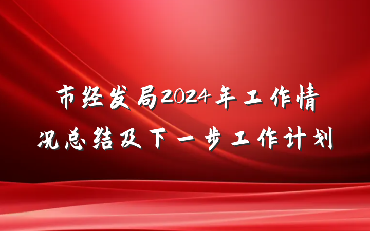 市经发局2024年工作情况总结及下一步工作计划