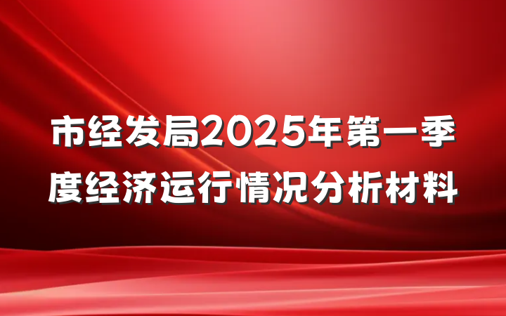 市经发局2025年第一季度经济运行情况分析材料