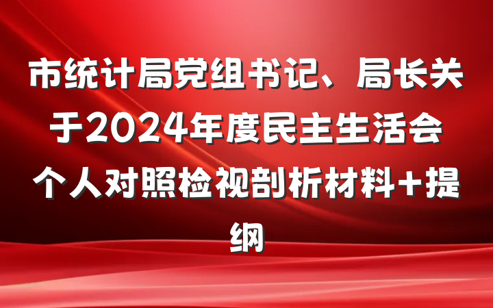 市统计局党组书记、局长关于2024年度民主生活会个人对照检视剖析材料 提纲