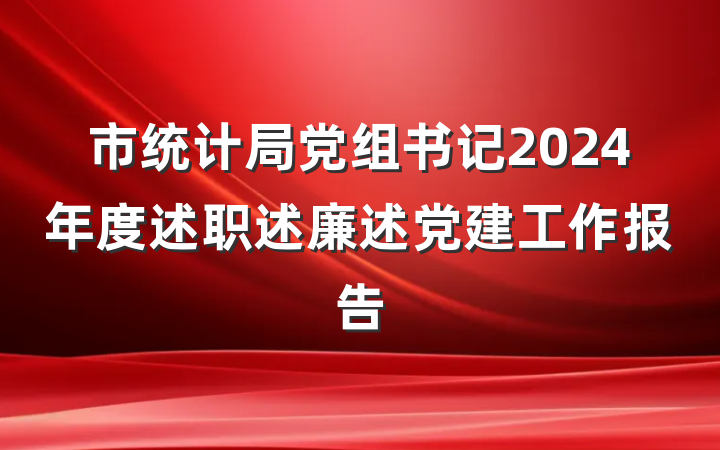 市统计局党组书记2024年度述职述廉述党建工作报告