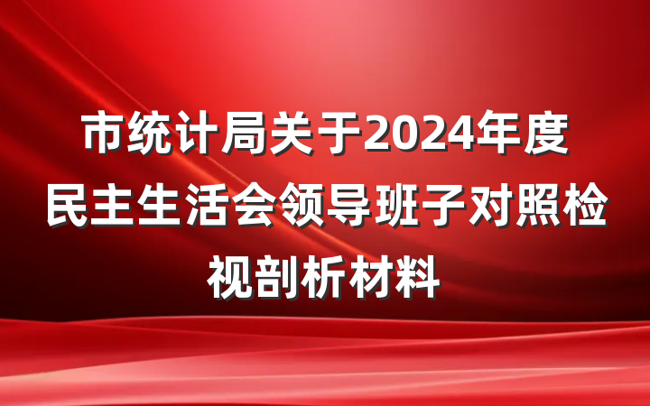 市统计局关于2024年度民主生活会领导班子对照检视剖析材料
