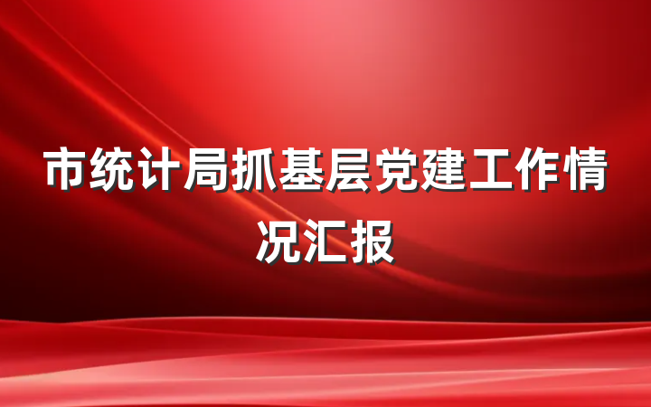 市统计局抓基层党建工作情况汇报