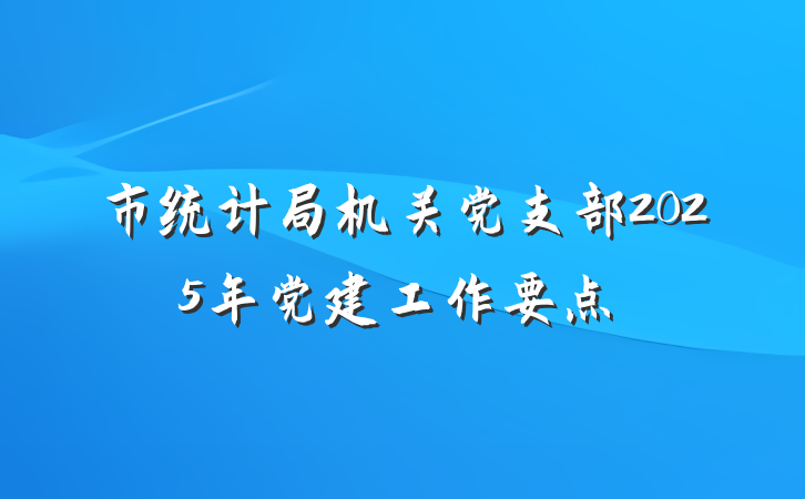 市统计局机关党支部2025年党建工作要点