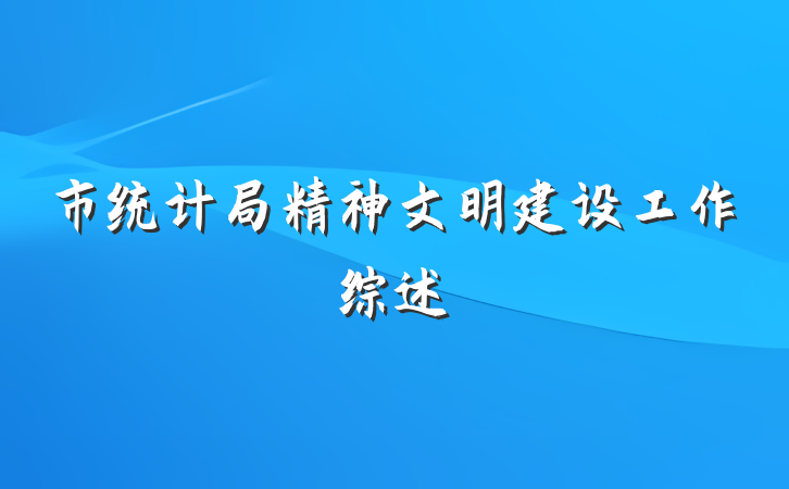 市统计局精神文明建设工作综述