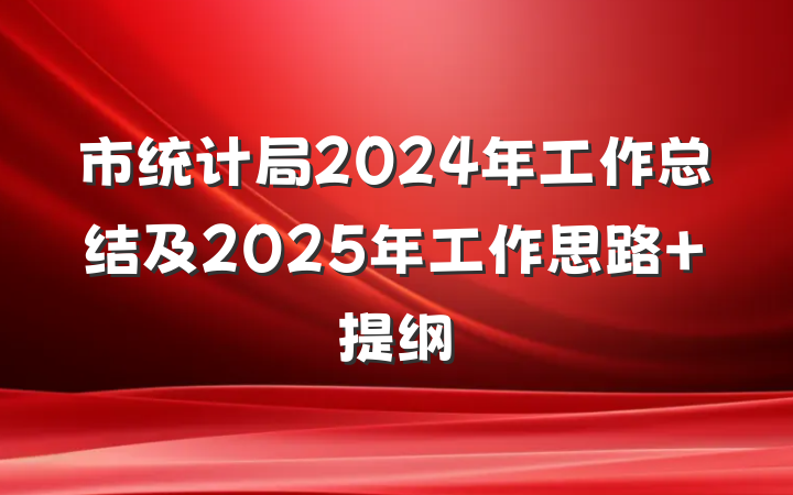 市统计局2024年工作总结及2025年工作思路 提纲