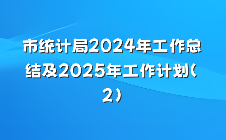 市统计局2024年工作总结及2025年工作计划（2）
