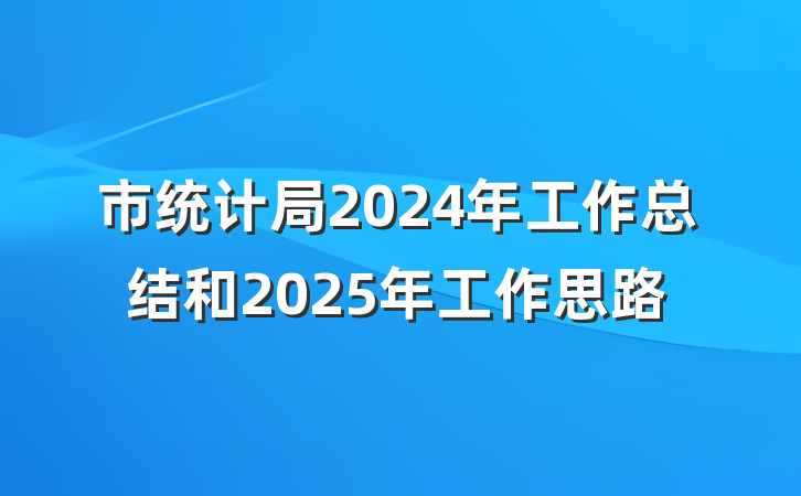 市统计局2024年工作总结和2025年工作思路