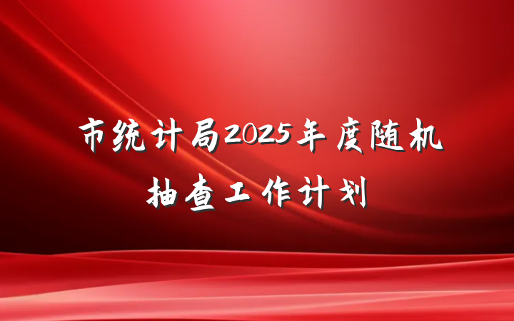 市统计局2025年度随机抽查工作计划