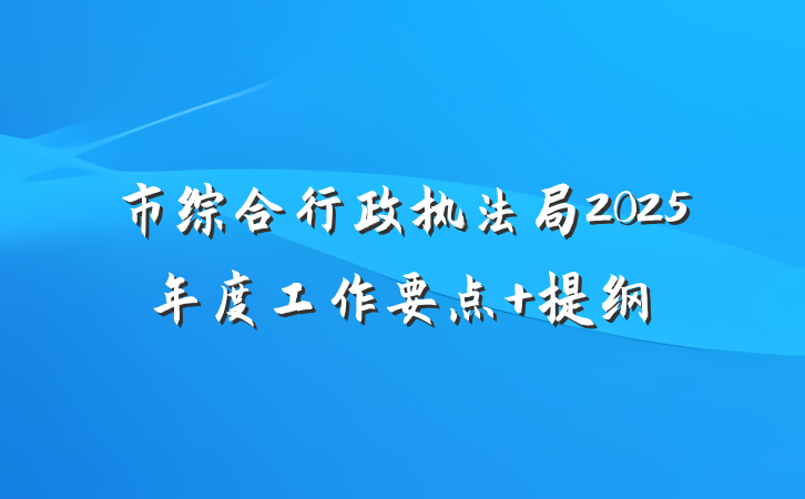 市综合行政执法局2025年度工作要点 提纲