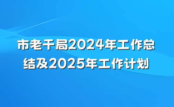 市老干局2024年工作总结及2025年工作计划
