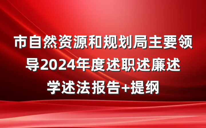市自然资源和规划局主要领导2024年度述职述廉述学述法报告 提纲