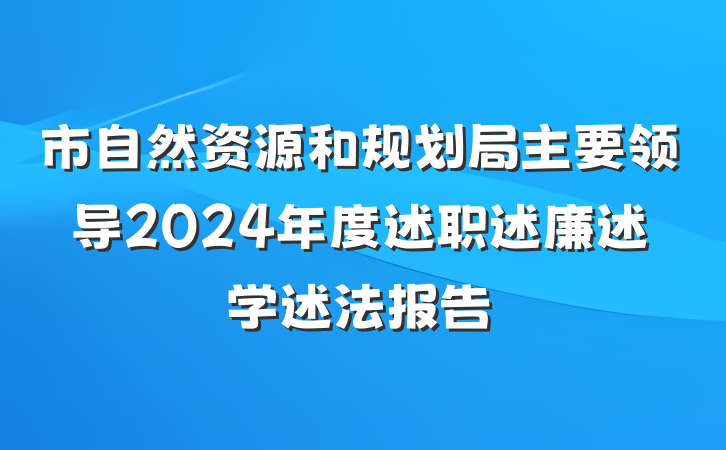 市自然资源和规划局主要领导2024年度述职述廉述学述法报告