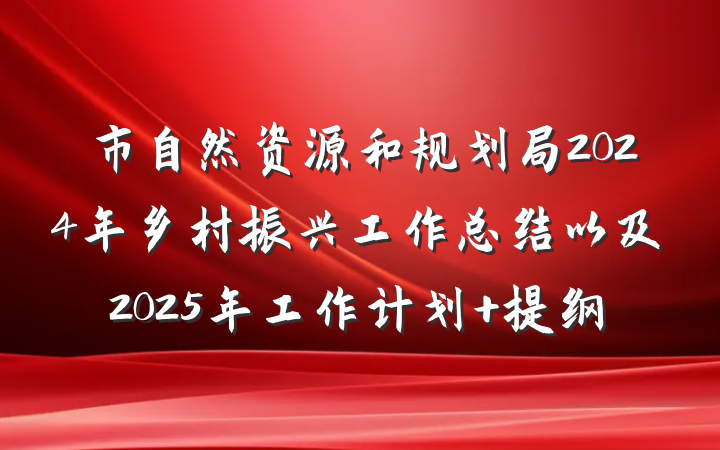 市自然资源和规划局2024年乡村振兴工作总结以及2025年工作计划 提纲