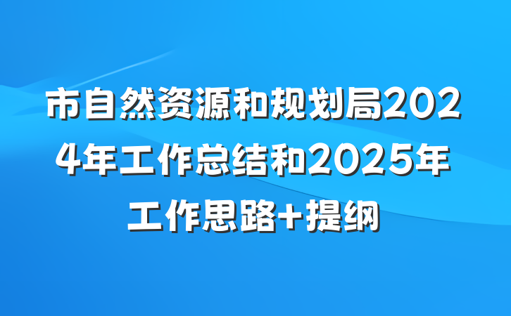 市自然资源和规划局2024年工作总结和2025年工作思路 提纲