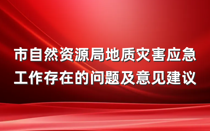 市自然资源局地质灾害应急工作存在的问题及意见建议