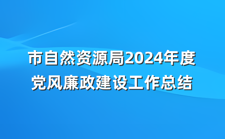 市自然资源局2024年度党风廉政建设工作总结
