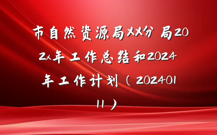 市自然资源局XX分局202x年工作总结和2024年工作计划（20240111）