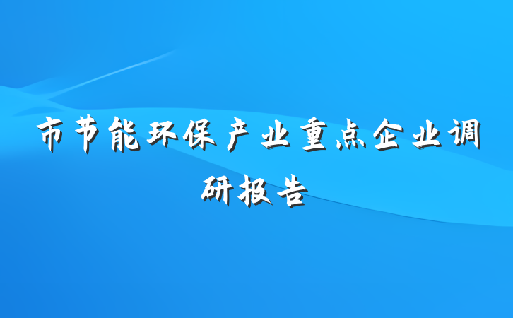 市节能环保产业重点企业调研报告