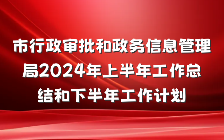 市行政审批和政务信息管理局2024年上半年工作总结和下半年工作计划