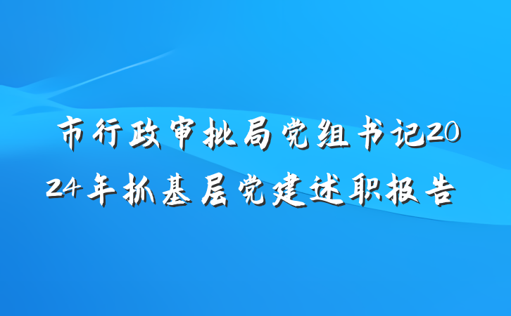 市行政审批局党组书记2024年抓基层党建述职报告