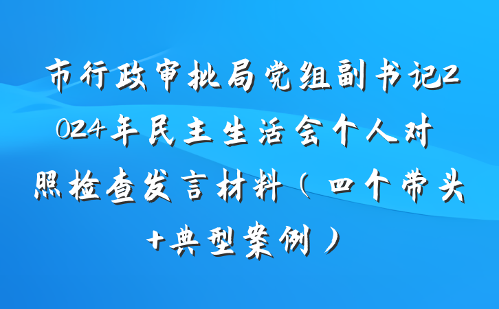 市行政审批局党组副书记2024年民主生活会个人对照检查发言材料（四个带头+典型案例）