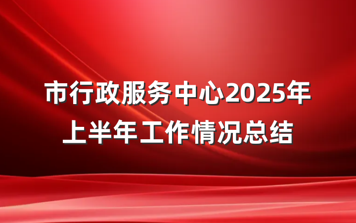 市行政服务中心2025年上半年工作情况总结