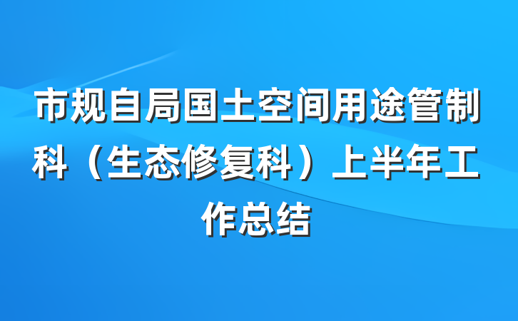 市规自局国土空间用途管制科（生态修复科）上半年工作总结
