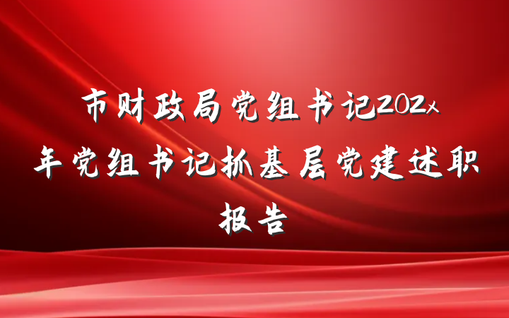 市财政局党组书记202x年党组书记抓基层党建述职报告