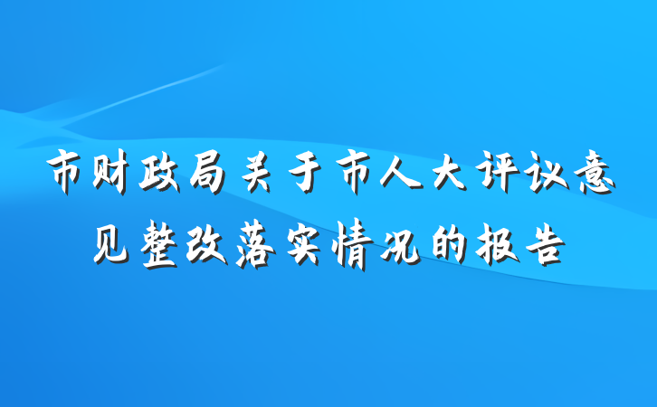 市财政局关于市人大评议意见整改落实情况的报告