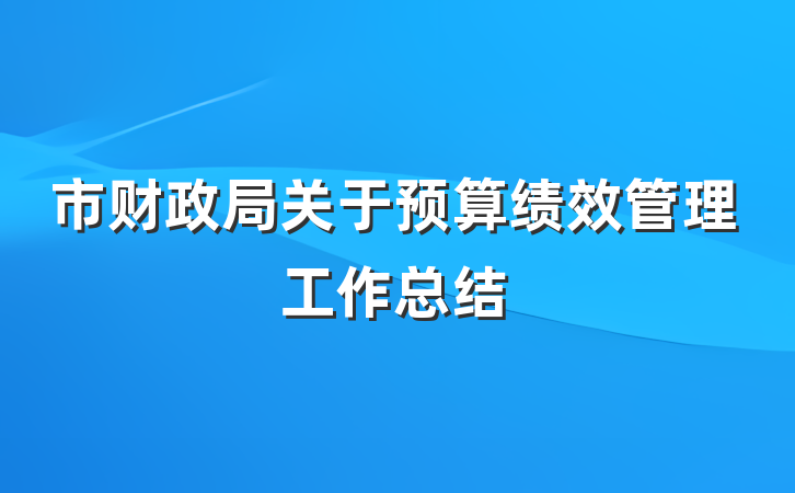 市财政局关于预算绩效管理工作总结