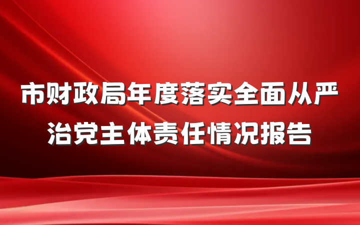市财政局年度落实全面从严治党主体责任情况报告