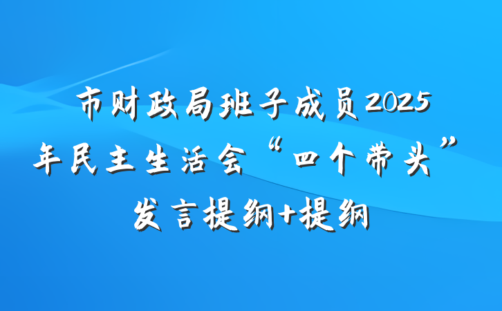 市财政局班子成员2025年民主生活会“四个带头”发言提纲 提纲