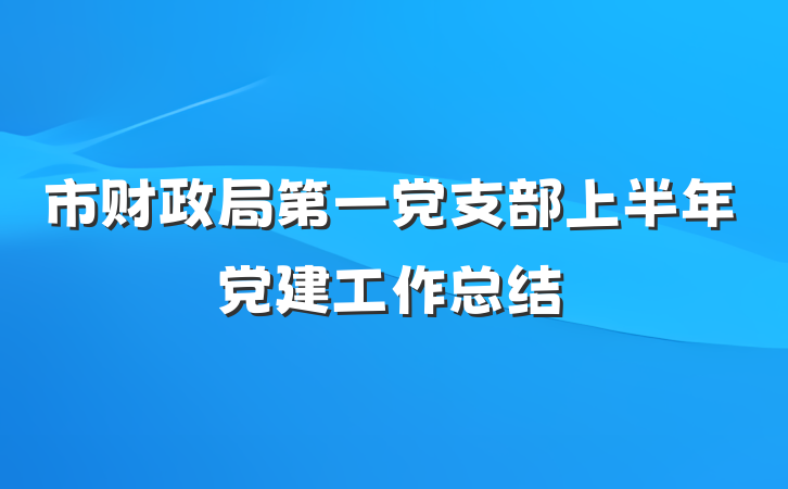 市财政局第一党支部上半年党建工作总结