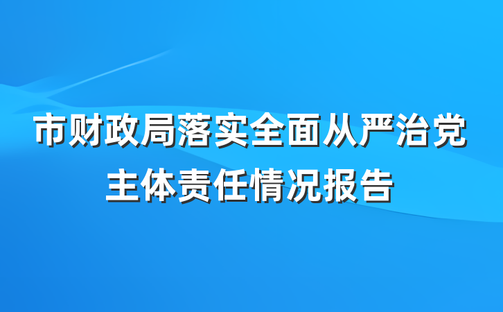 市财政局落实全面从严治党主体责任情况报告